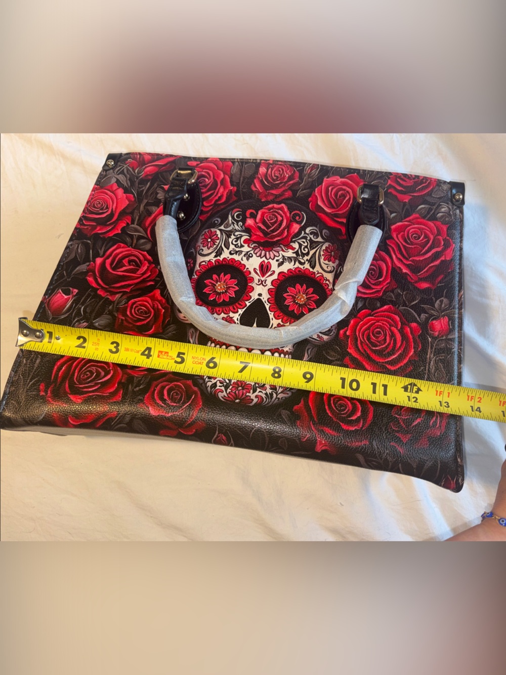 Red Rose Sugar Skull Tote and Wallet Set - Picture 4 of 9